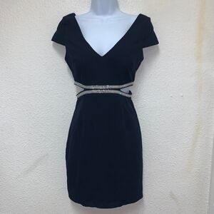 Dear Moon Navy Blue Embellished Cut Out Mini Dress Women’s Size 1 - V Neck